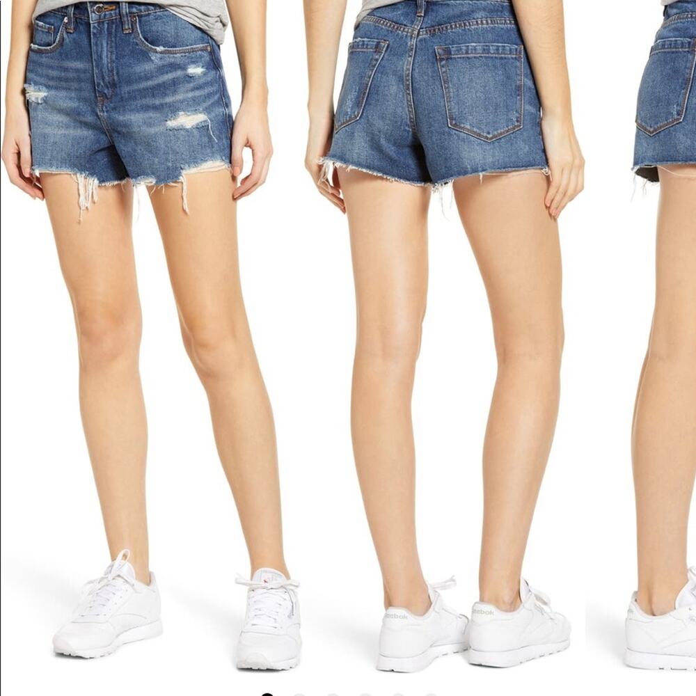 BLANK NYC The Barrow Distressed Denim Shorts After Shock Med Wash Women SZ 28